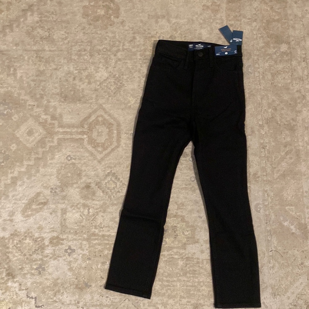NWT ULTRA HIGH-RISE BLACK HOLLISTER CA SKINNY ANKLE JEANS, SIZE 00-XS, W23, L23